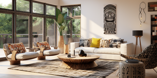 African interior décor - African stools and African masks