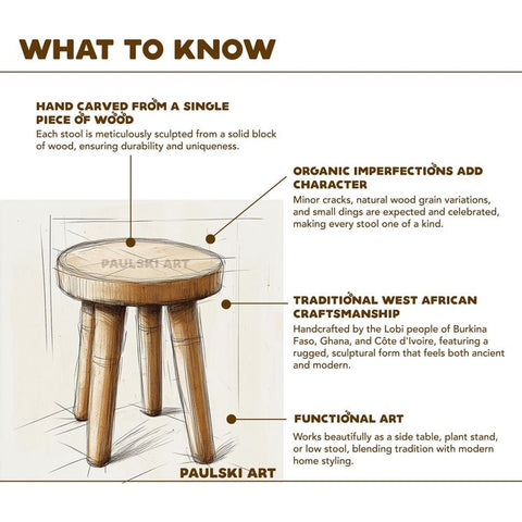 13”W x 10”H Lobi Stool - Paulski Art