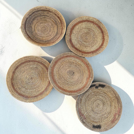 5 African Makenge Wall Baskets - Paulski Art