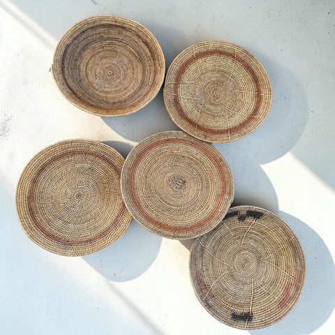 5 African Makenge Wall Baskets - Paulski Art