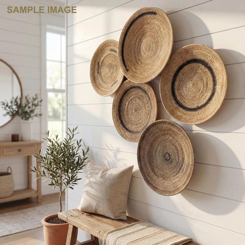 5 African Makenge Wall Baskets - Paulski Art