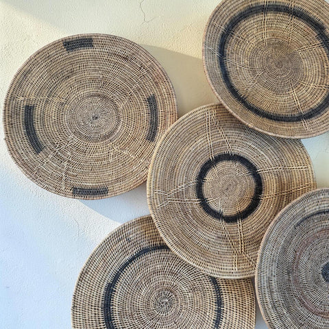 5 African Makenge Wall Baskets - Paulski Art