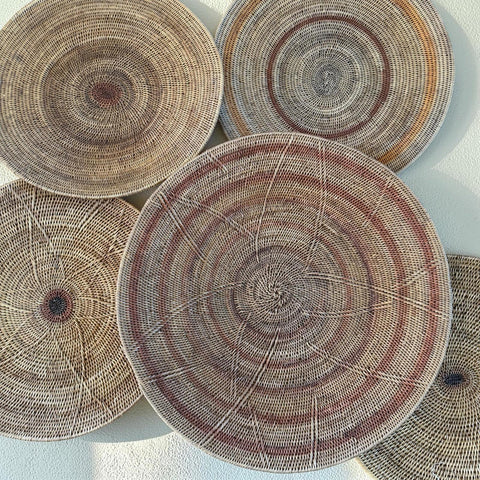 5 African Makenge Wall Baskets - Paulski Art