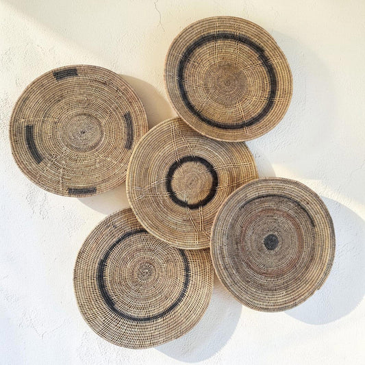 5 African Makenge Wall Baskets - Paulski Art