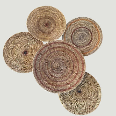 5 African Makenge Wall Baskets - Paulski Art