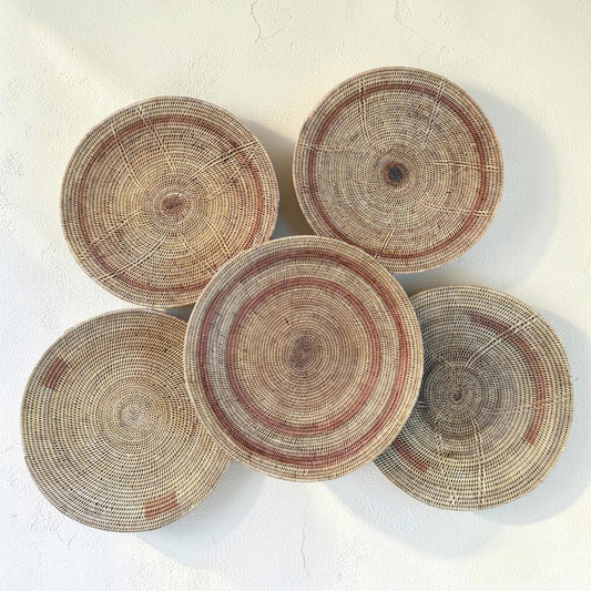 5 African Makenge Wall Baskets - Paulski Art