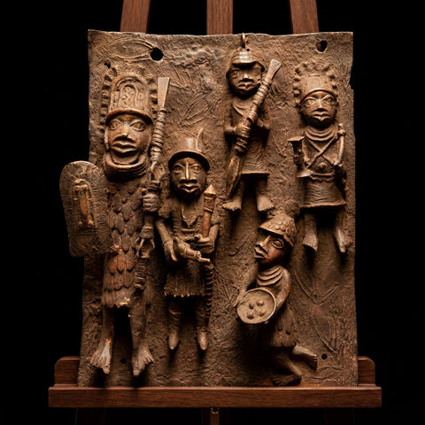 African Benin Bronze Plaque - Paulski Art