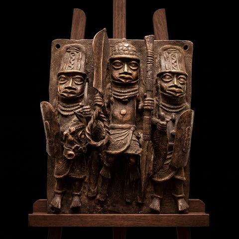 African Benin Bronze Plaque - Paulski Art