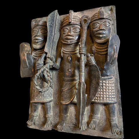 African Benin Bronze Plaque - Paulski Art