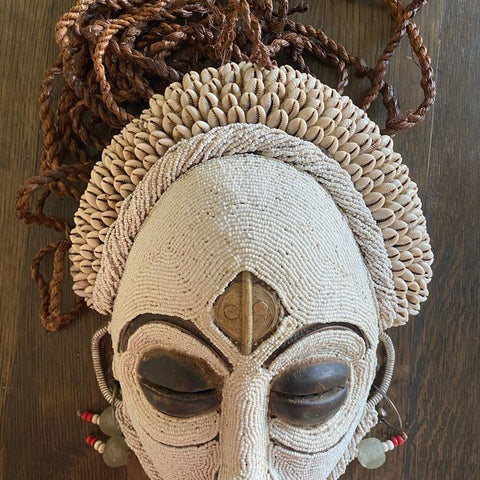 XL Baule Beaded African Mask | African Tribal Mask | African Art | Tribal Mask | Tribal Art | Wooden Mask | African Masks | African Wall Art