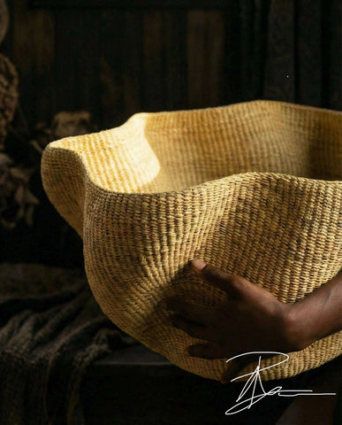 Handmade African Wave Basket | Bolga Basket | African Baskets | Handmade Baskets | Decor Basket | Wicker Planter Basket