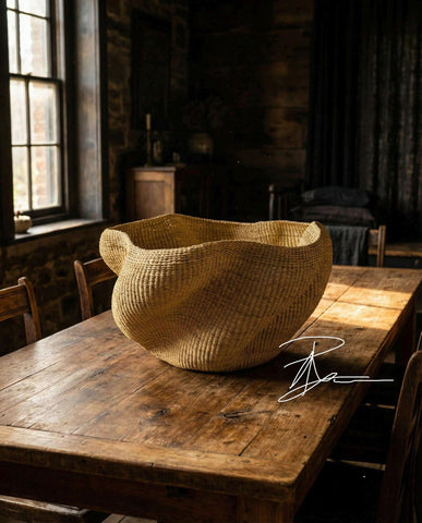 Handmade African Wave Basket | Bolga Basket | African Baskets | Handmade Baskets | Decor Basket | Wicker Planter Basket