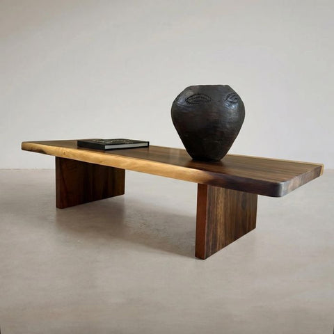 Live Edge Coffee Table - 20x50 Inches South American Walnut Wood Bench - Living Room Furniture - Handcrafted Modern Rustic Coffee Table