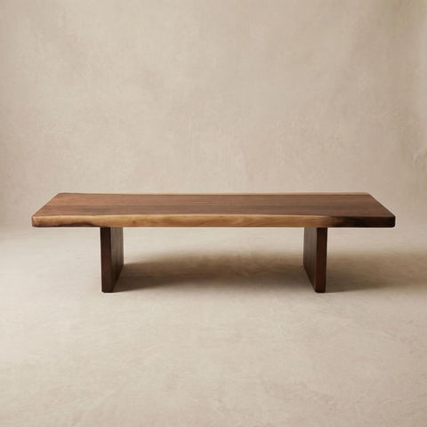 Live Edge Coffee Table - 20x50 Inches South American Walnut Wood Bench - Living Room Furniture - Handcrafted Modern Rustic Coffee Table