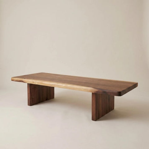 Live Edge Coffee Table - 20x50 Inches South American Walnut Wood Bench - Living Room Furniture - Handcrafted Modern Rustic Coffee Table