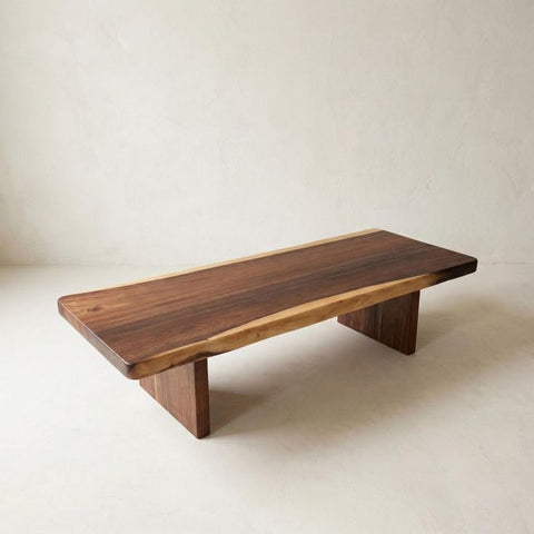 Live Edge Coffee Table - 20x50 Inches South American Walnut Wood Bench - Living Room Furniture - Handcrafted Modern Rustic Coffee Table