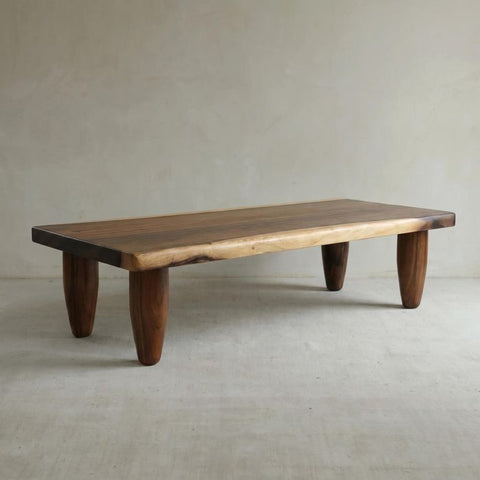 Live Edge Coffee Table - 20x50 Inches Walnut Senufo Bench Design - Living Room Furniture - Handcrafted Modern Rustic Coffee Table