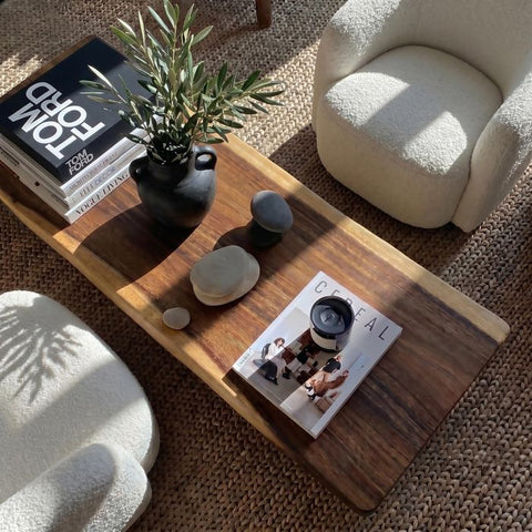 Live Edge Coffee Table - 20x50 Inches South American Walnut Wood Bench - Industrial Living Room Furniture - Metal legs Rustic Coffee Table