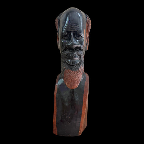 Vintage African Ironwood and Carving Sculpture | Hand crafted Wood Sculpture | Bust Sculpture | African Wood Mask