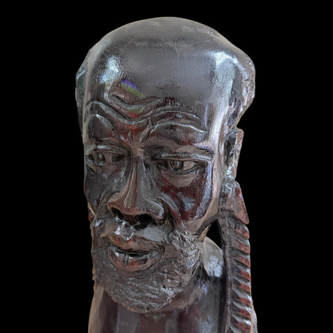 Vintage African Ironwood and Carving Sculpture | Hand crafted Wood Sculpture | Bust Sculpture | African Wood Mask