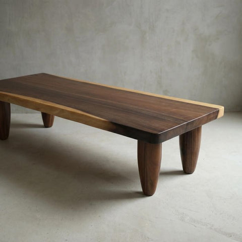 Live Edge Coffee Table - 20x50 Inches Walnut Senufo Bench Design - Living Room Furniture - Handcrafted Modern Rustic Coffee Table