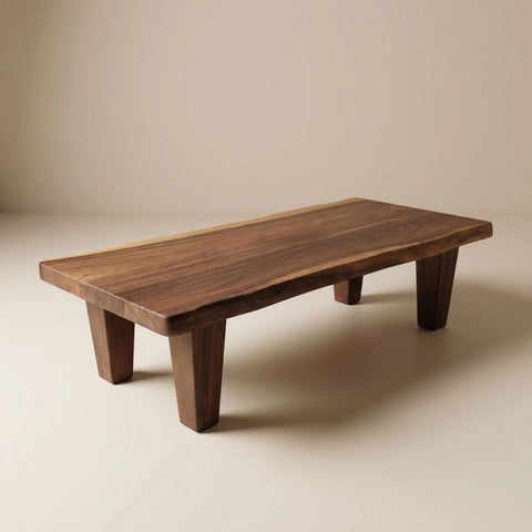 Live Edge Coffee Table - 20x50 Inches Walnut Senufo Bench Design - Living Room Furniture - Handcrafted Modern Rustic Coffee Table