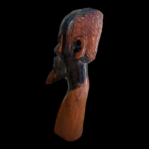 Vintage African Ironwood and Carving Sculpture | Hand crafted Wood Sculpture | Bust Sculpture | African Wood Mask