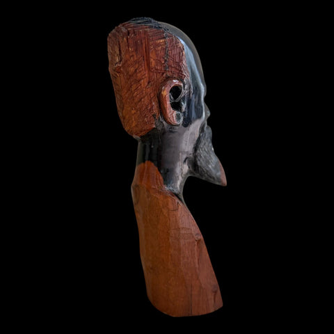 Vintage African Ironwood and Carving Sculpture | Hand crafted Wood Sculpture | Bust Sculpture | African Wood Mask