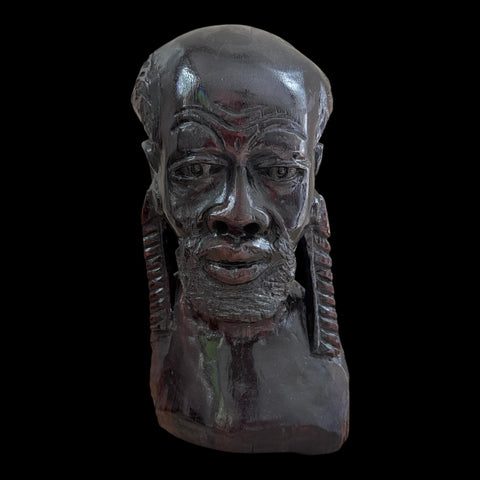 Vintage African Ironwood and Carving Sculpture | Hand crafted Wood Sculpture | Bust Sculpture | African Wood Mask