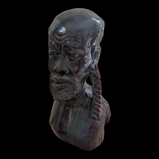 Vintage African Ironwood and Carving Sculpture | Hand crafted Wood Sculpture | Bust Sculpture | African Wood Mask