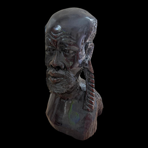 Vintage African Ironwood and Carving Sculpture | Hand crafted Wood Sculpture | Bust Sculpture | African Wood Mask