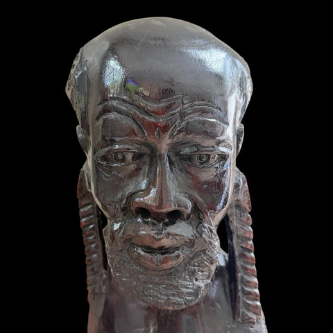 Vintage African Ironwood and Carving Sculpture | Hand crafted Wood Sculpture | Bust Sculpture | African Wood Mask