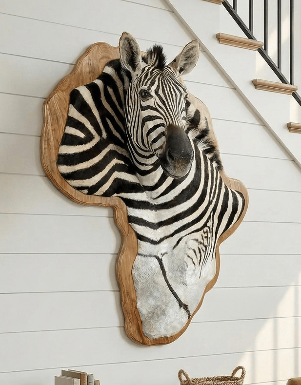Wooden Burchell Zebra Mount