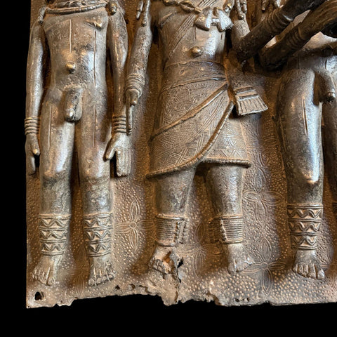 XL RARE Antique Benin Bronze Plaque - Paulski Art