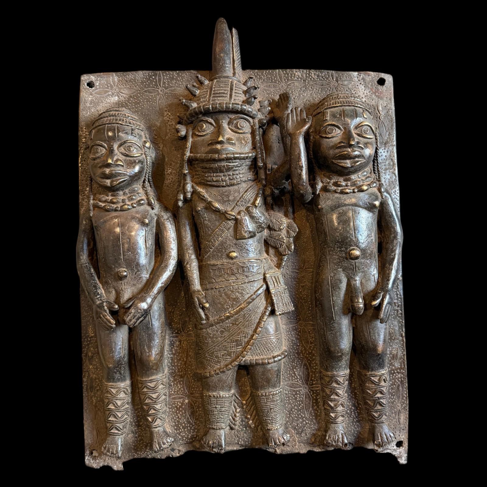 XL RARE Antique Benin Bronze Plaque