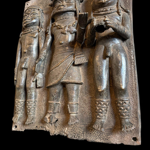 XL RARE Antique Benin Bronze Plaque - Paulski Art