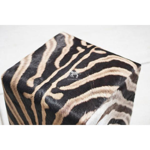 zebra skin stool | zebra hide stool