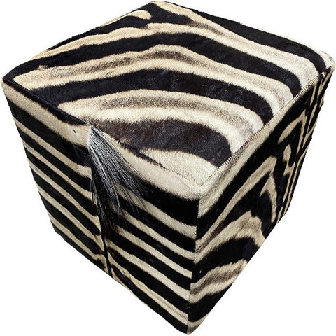 zebra hide furniture cube and ottoman