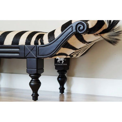 62 Zebra hide rug Chaise Bench Ottoman