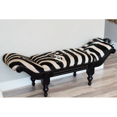 zebra skin rug bench