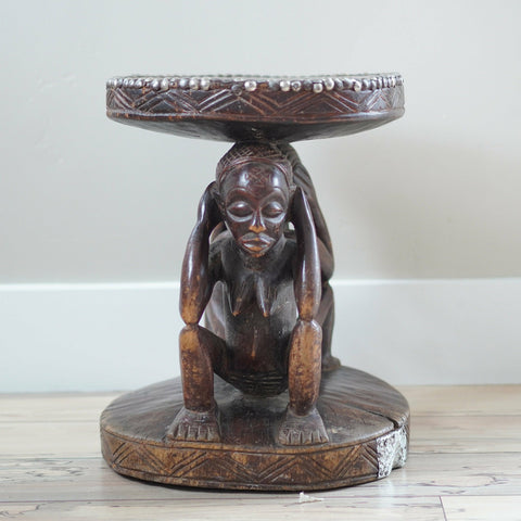 OLD Luba African Stool | Antique African Stool | African End Table | African Wooden Table | African Bench | Side Stool | African Art
