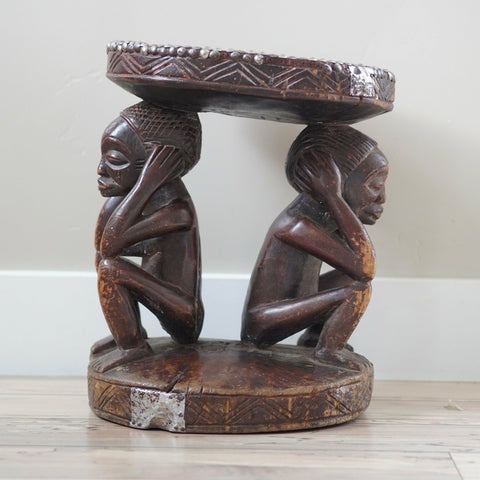 OLD Luba African Stool | Antique African Stool | African End Table | African Wooden Table | African Bench | Side Stool | African Art