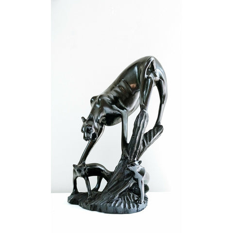 Leopard Makonde Ebony Carving & Figurine | African Ebony African Art | African Carving | African Mask | Wood Sculpture