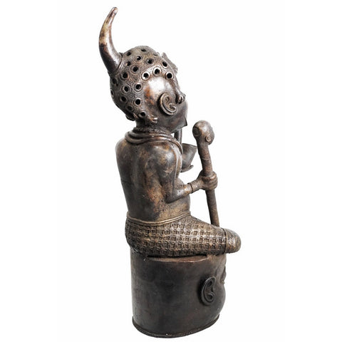 XL HEAVY Royal African Antique Bronze Figure | African Art and Sculpture | African Mask and Figurines | Nigeria Benin Bronze Tribal Art