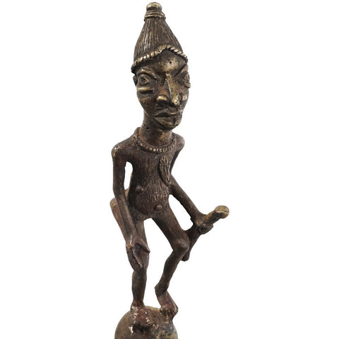 XL Pair of Altar Heads Antique Benin Bronze Head | African Art and Sculpture | African Mask and Figurines | Nigeria Benin Bronze Tribal Art