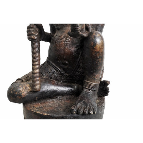 XL HEAVY Royal African Antique Bronze Figure | African Art and Sculpture | African Mask and Figurines | Nigeria Benin Bronze Tribal Art