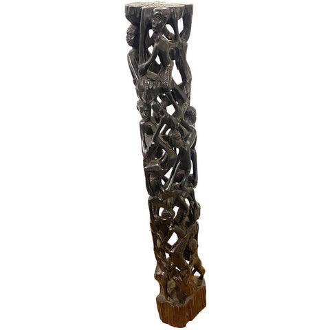 23” Ebony Makonde Tree of Life African Figurine & Carving |Ujamaa Ebony African Art | African Carving | African Mask | Wood Sculpture