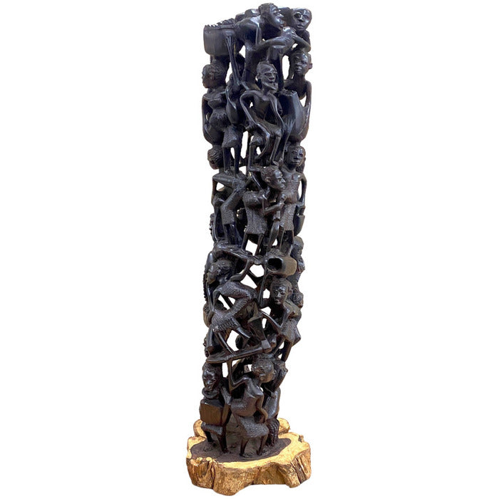 25” Ebony Makonde Tree of Life African Figurine & Carving |Ujamaa Ebony African Art | African Carving | African Mask | Wood Sculpture