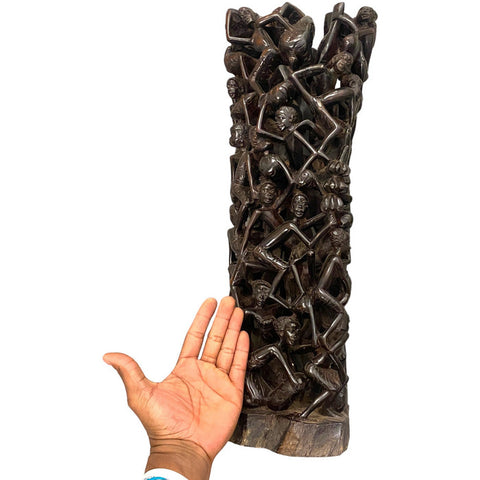 24” Ebony Makonde Tree of Life African Figurine & Carving |Ujamaa Ebony African Art | African Carving | African Mask | Wood Sculpture