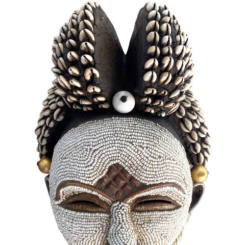 BX Baule Beaded African Mask | African Tribal Mask | African Art | Tribal Mask | Tribal Art | Wooden Mask | African Masks | African Wall Art
